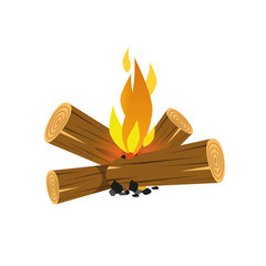 Campfire burning logs isolated vector illustration