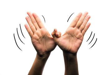 Language of hands, signaling bird flying