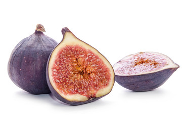 fruits of Fig tree ( whole and part)  isolated on white