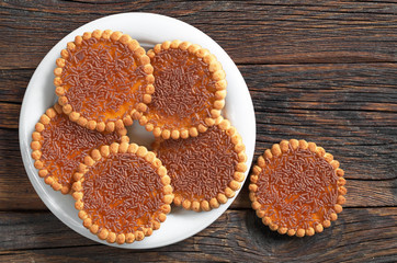 Fototapeta na wymiar Cookies with jam and chocolate