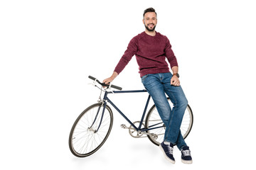 Fototapeta na wymiar man leaning on bicycle