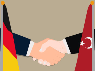 Deal Cooperation partnership Germany and Turkey with the businessman handshake symbol vector illustration in a business environment