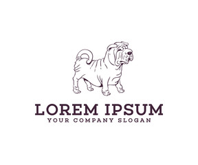 Stand dog logo. pet dog logo design concept template