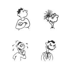 emotions faces vector cartoon characters. Vector Illustration set