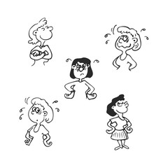 emotions faces vector cartoon characters. Vector Illustration set