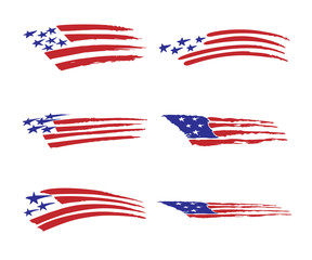 america flag vehicle graphic Vector Illustration set