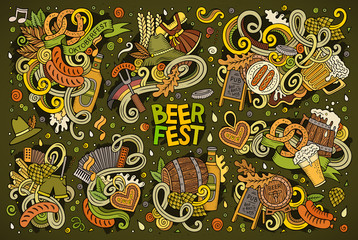 Vector doodle cartoon set of Oktoberfest designs