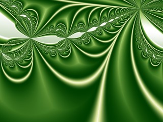 Abstract fractal background with gradients and curves in shades of green. For various creative projects and designs, templates, layouts, pamphlets, decorative prints etc.