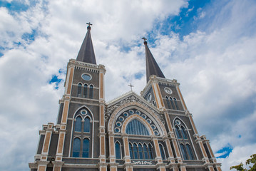 Fototapeta na wymiar The gray Building at Christ Church in thailand .