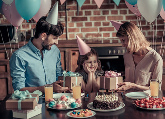 Family celebrating birthday