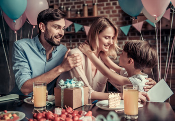 Family celebrating birthday