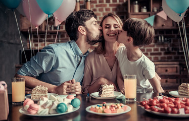 Family celebrating birthday