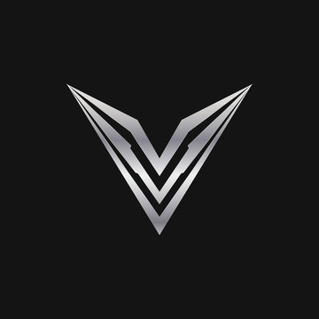 letter v logo. luxury metal logo design concept template
