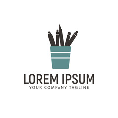 kind of pen logo. education logo design concept template