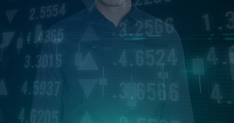 Businessman with Stock market financial analysis indicator background