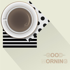 Good morning and coffee cup.