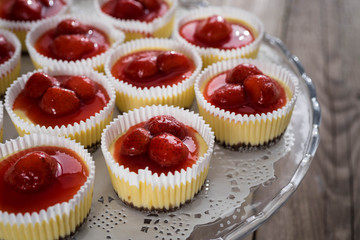 personal cheesecake with strawberries