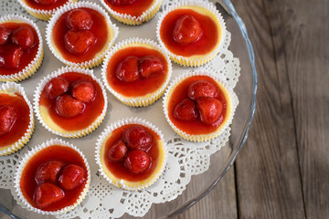 personal cheesecake with strawberries