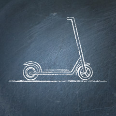 Obraz premium Kick scooter sketch on chalkboard