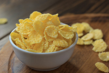 Corn flakes in bowl - cereal breakfast.