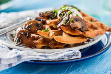 Potato Waffles with Mushrooms