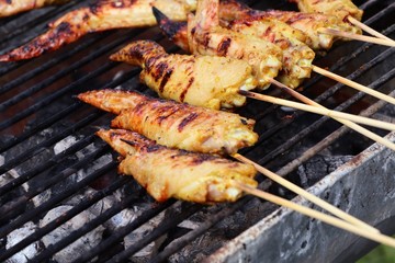 Chicken wings on barbecue grill