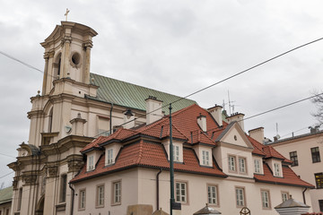 Fototapeta na wymiar Church of the Brothers Hospitallers in Jewish district. Krakow, Poland.