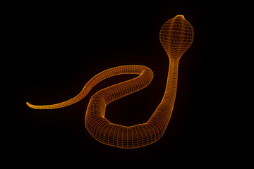 Snake in Hologram Wireframe Style. Nice 3D Rendering
