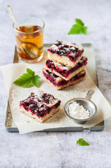 Black Currant Slice with a Glass of Tea
