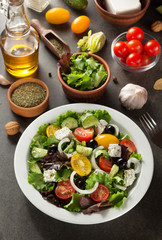 fresh greek salad in plate