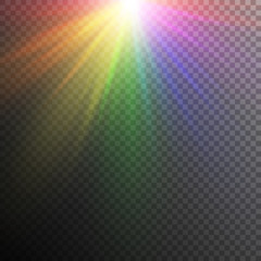 Iridescent light effect on a transparent backdrop. Background with bright rainbow colors.
