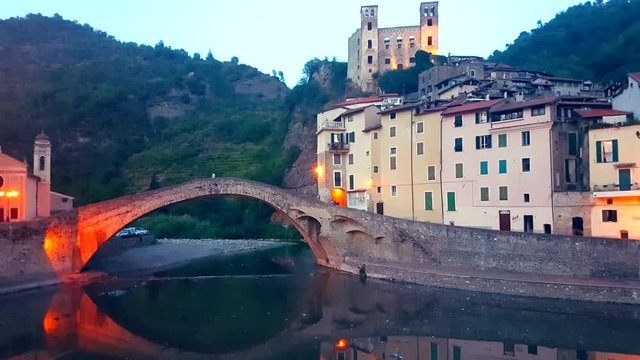 Beautiful Panoramic View of Dolceacqua in Italy - 4K Video