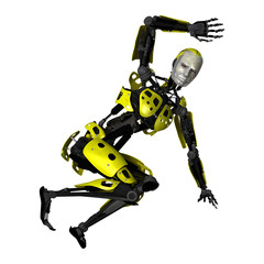 3D Rendering Dancing Robot on White