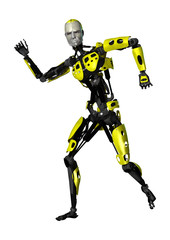 3D Rendering Dancing Robot on White