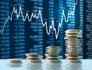 Coins graph stock market