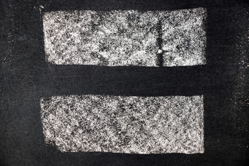 Set of white chalk drawing as line brush on black board background