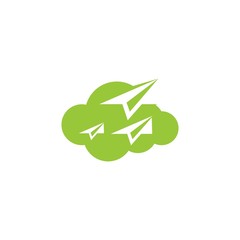 cloud paper plane icon vector logo