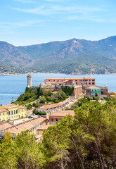 Fototapeta na wymiar panoramic view over Portoferraio, Elba island, tuscany, Italy