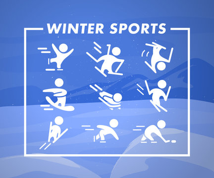 Vector colleciton of winter sport icons and pictograms