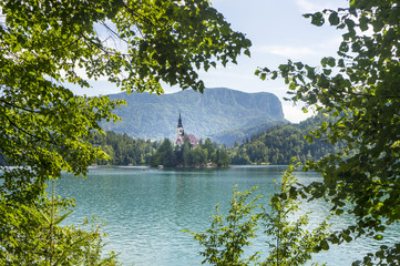 Bled island on a summer day.
