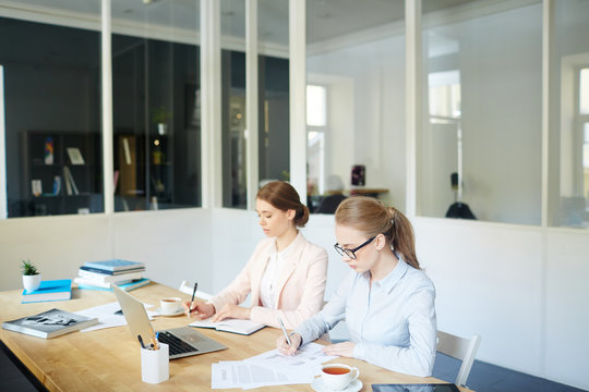 Young economists carrying out written task