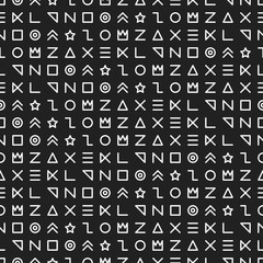 Retro memphis geometric line shapes seamless patterns. Hipster fashion 80-90s. Abstract jumble textures. Black and white. Zigzag lines. Triangle. Memphis style for printing, website, design, poster.