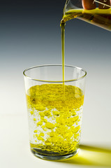 Physics. Immiscible fluids, oil and water. 3 of 4 image series.