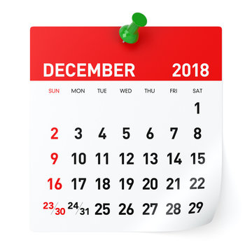 December 2018 - Calendar