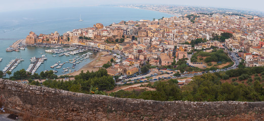 Panoramic view of Castellamare del Golfo in Sicily 