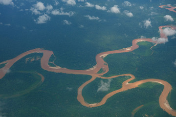 Amazonas und Regenwald Luftaufnahme