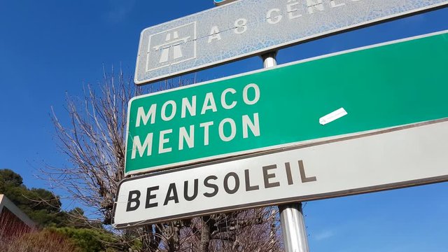 French Road Signs on the French Riviera - 4K Video