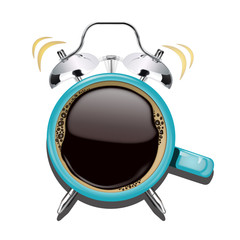 Alarm clock and coffee concept
