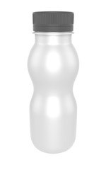 3D realistic render of milk or yogurt plastic bottle with grey lid on white background. Clipping path 