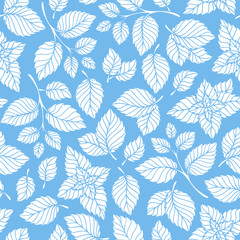 Hand drawn vector seamless pattern with mint leaves